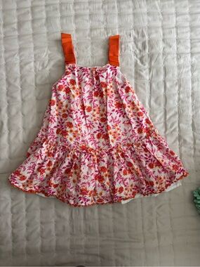 Joie Girls Floral Cotton Dress Size 4 Pink Orange Ruffle Spring summer